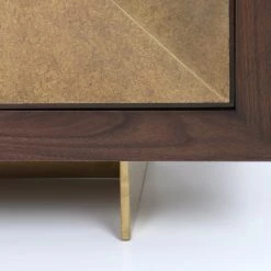 FOUR HANDS ENZO DARK WALNUT + BRASS CLAD SIDEBOARD Storage + Shelves + Media