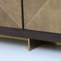 FOUR HANDS ENZO DARK WALNUT + BRASS CLAD SIDEBOARD Storage + Shelves + Media
