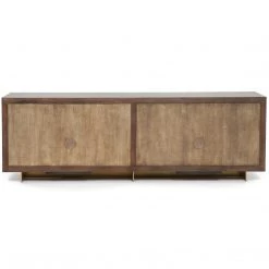 FOUR HANDS ENZO DARK WALNUT + BRASS CLAD SIDEBOARD Storage + Shelves + Media