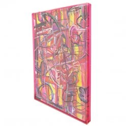 L ART "TRAVELING THROUGH EDEN" CANVAS ART NEON PINK PLEXIBOX