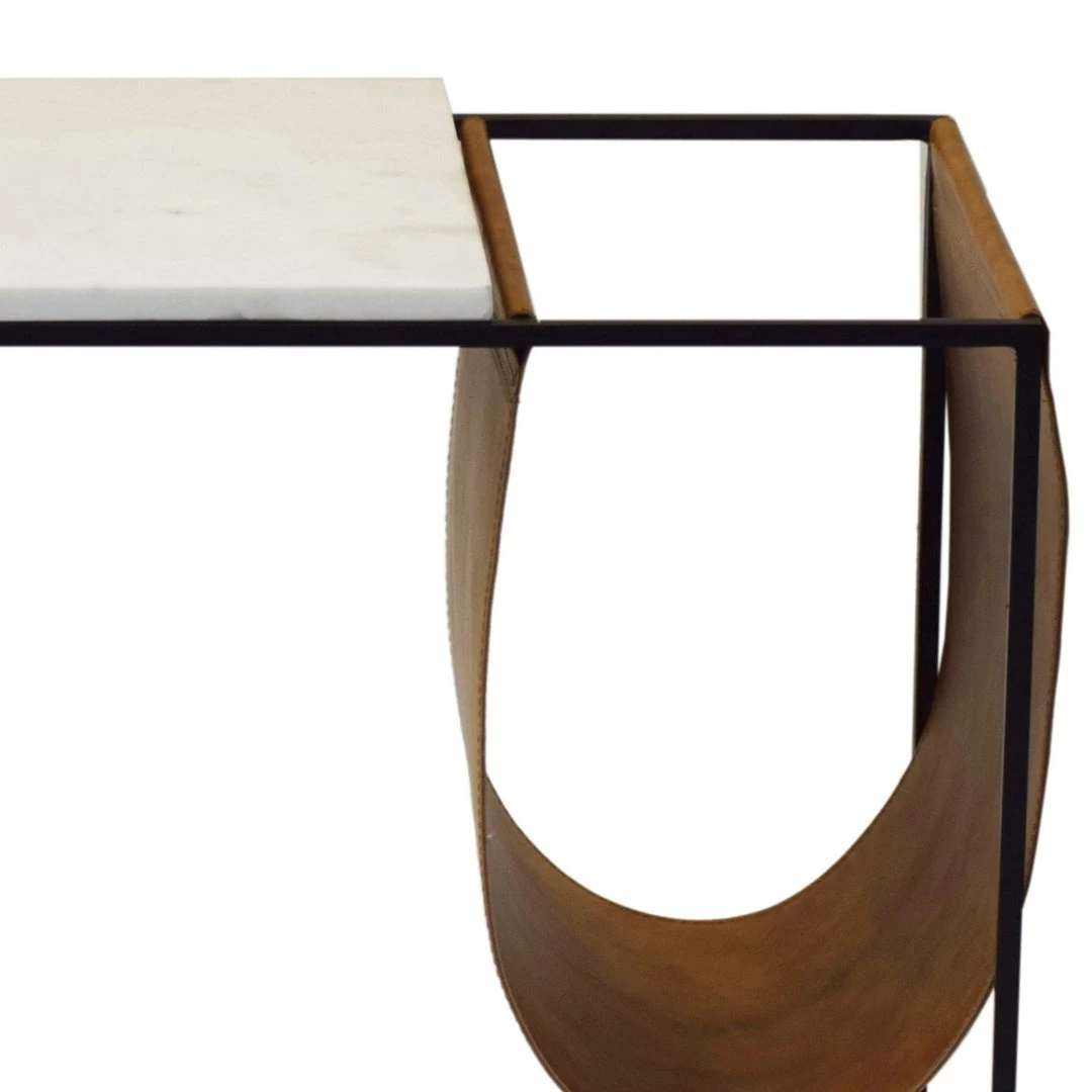 MOES WHITE MARBLE + SADDLE SLING MAG TABLE Furniture 4 MOES WHITE MARBLE + SADDLE SLING MAG TABLE Furniture
