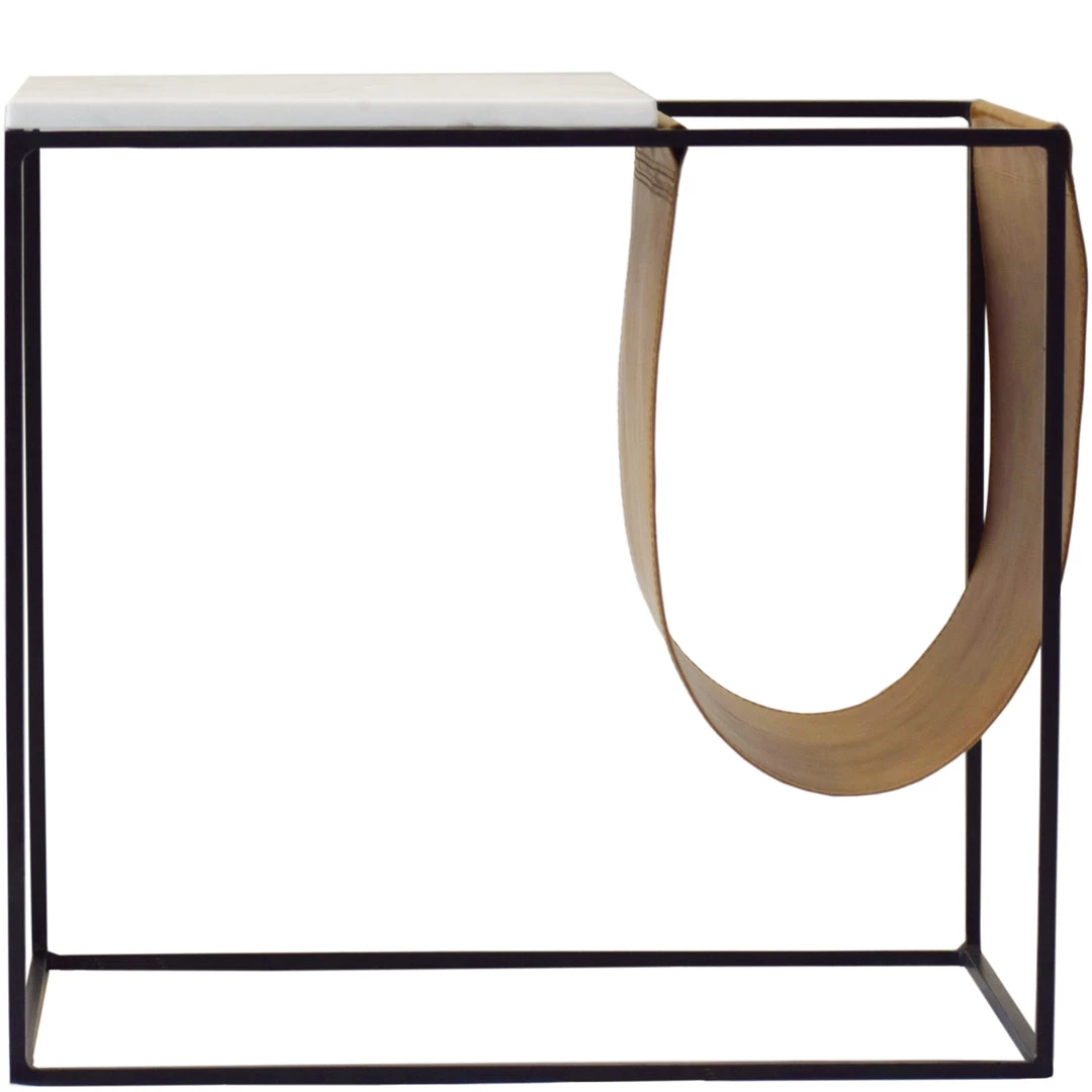 MOES WHITE MARBLE + SADDLE SLING MAG TABLE Furniture 1 MOES WHITE MARBLE + SADDLE SLING MAG TABLE Furniture