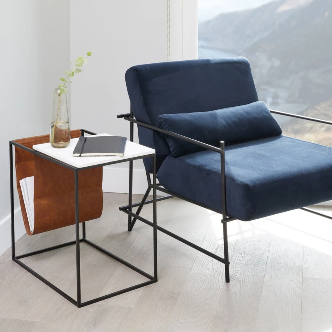 MOES WHITE MARBLE + SADDLE SLING MAG TABLE Furniture 2 MOES WHITE MARBLE + SADDLE SLING MAG TABLE Furniture