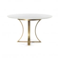 FOUR HANDS GAGE ROUND WHITE MARBLE + BRASS DINING TABLE Furniture 13 FOUR HANDS GAGE ROUND WHITE MARBLE + BRASS DINING TABLE Furniture