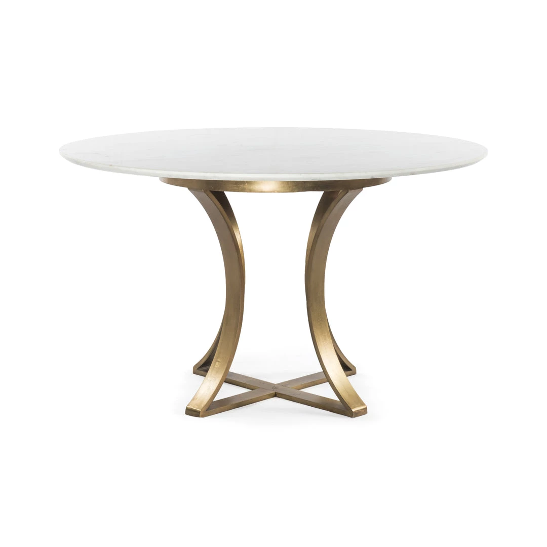 FOUR HANDS GAGE ROUND WHITE MARBLE + BRASS DINING TABLE Furniture 6 FOUR HANDS GAGE ROUND WHITE MARBLE + BRASS DINING TABLE Furniture