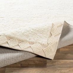 SURYA HAGUE PLUSH WOOL BORDER RUG: CREAM