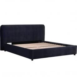 MOES HAVANA NAVY VELVET UPHOLSTERED PLATFORM BED Furniture