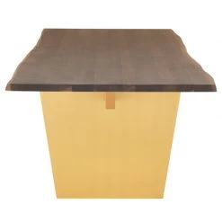 NUEVO Kitchen + Dining AIDEN SEARED OAK + GOLD LIVE EDGE DINING TABLE