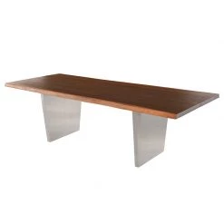 NUEVO AIDEN SEARED OAK + STEEL LIVE EDGE DINING TABLE Kitchen + Dining