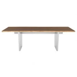 NUEVO AIDEN SEARED OAK + STEEL LIVE EDGE DINING TABLE Kitchen + Dining