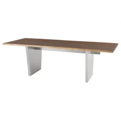 NUEVO AIDEN SEARED OAK + STEEL LIVE EDGE DINING TABLE Kitchen + Dining