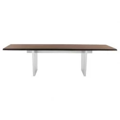 NUEVO AIDEN SEARED OAK + STEEL LIVE EDGE DINING TABLE Kitchen + Dining