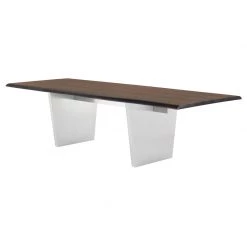 NUEVO AIDEN SEARED OAK + STEEL LIVE EDGE DINING TABLE Kitchen + Dining
