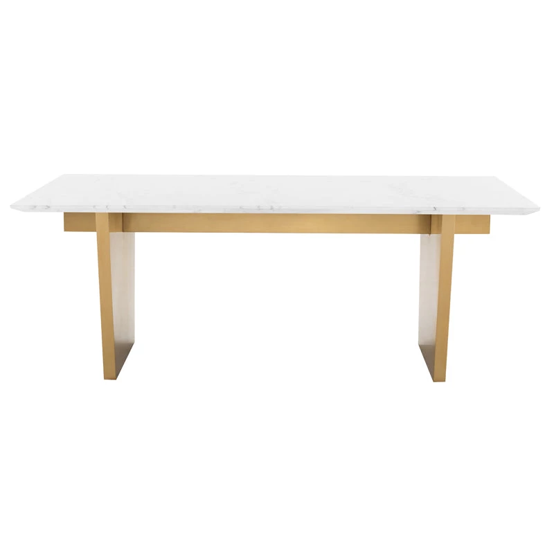 NUEVO AIDEN WHITE MARBLE + STEEL DINING TABLE | 6.5' 5 NUEVO AIDEN WHITE MARBLE + STEEL DINING TABLE | 6.5'