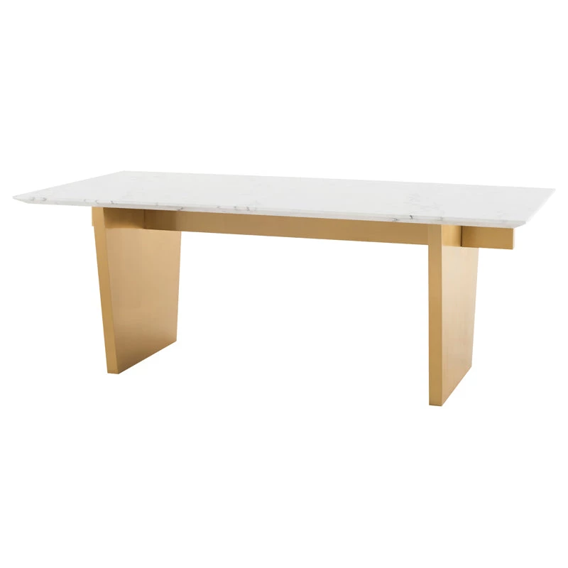 NUEVO AIDEN WHITE MARBLE + STEEL DINING TABLE | 6.5' 6 NUEVO AIDEN WHITE MARBLE + STEEL DINING TABLE | 6.5'