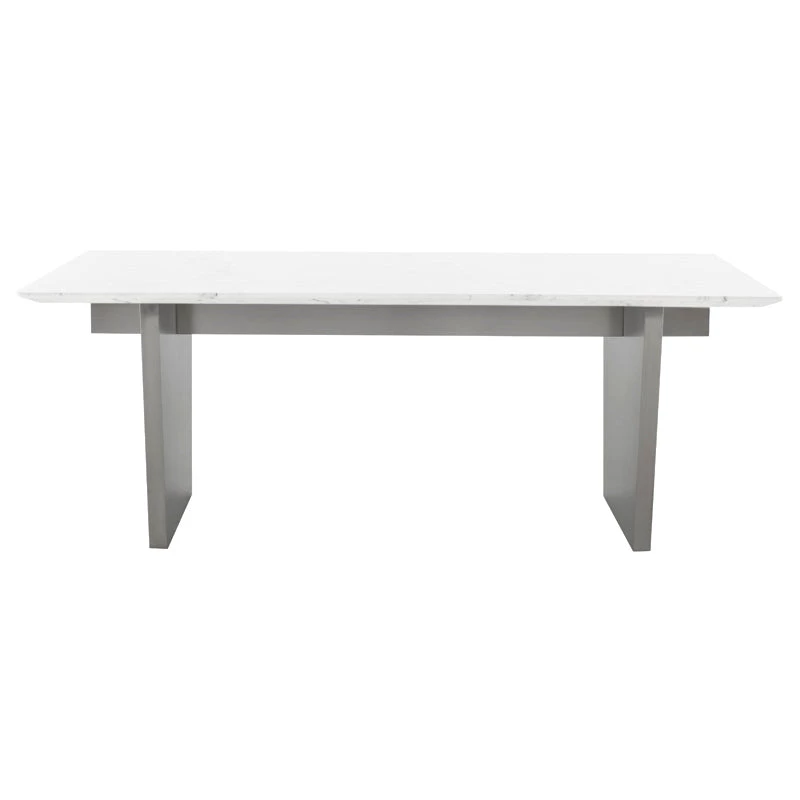 NUEVO AIDEN WHITE MARBLE + STEEL DINING TABLE | 6.5' 9 NUEVO AIDEN WHITE MARBLE + STEEL DINING TABLE | 6.5'