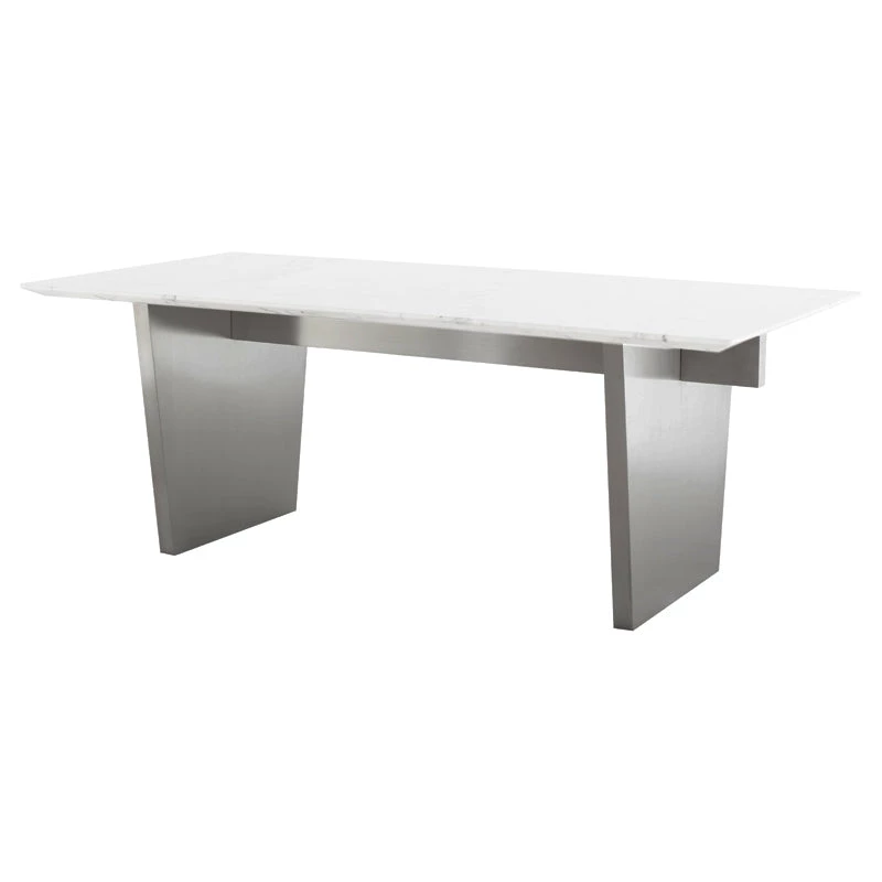 NUEVO AIDEN WHITE MARBLE + STEEL DINING TABLE | 6.5' 10 NUEVO AIDEN WHITE MARBLE + STEEL DINING TABLE | 6.5'