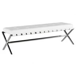 NUEVO Living Room AUGUSTE WHITE SADDLE STRAPPED BENCH