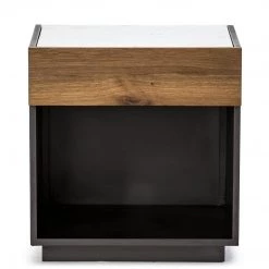 FOUR HANDS HOLLAND SMOKED OAK + MARBLE TOP NIGHTSTAND Furniture
