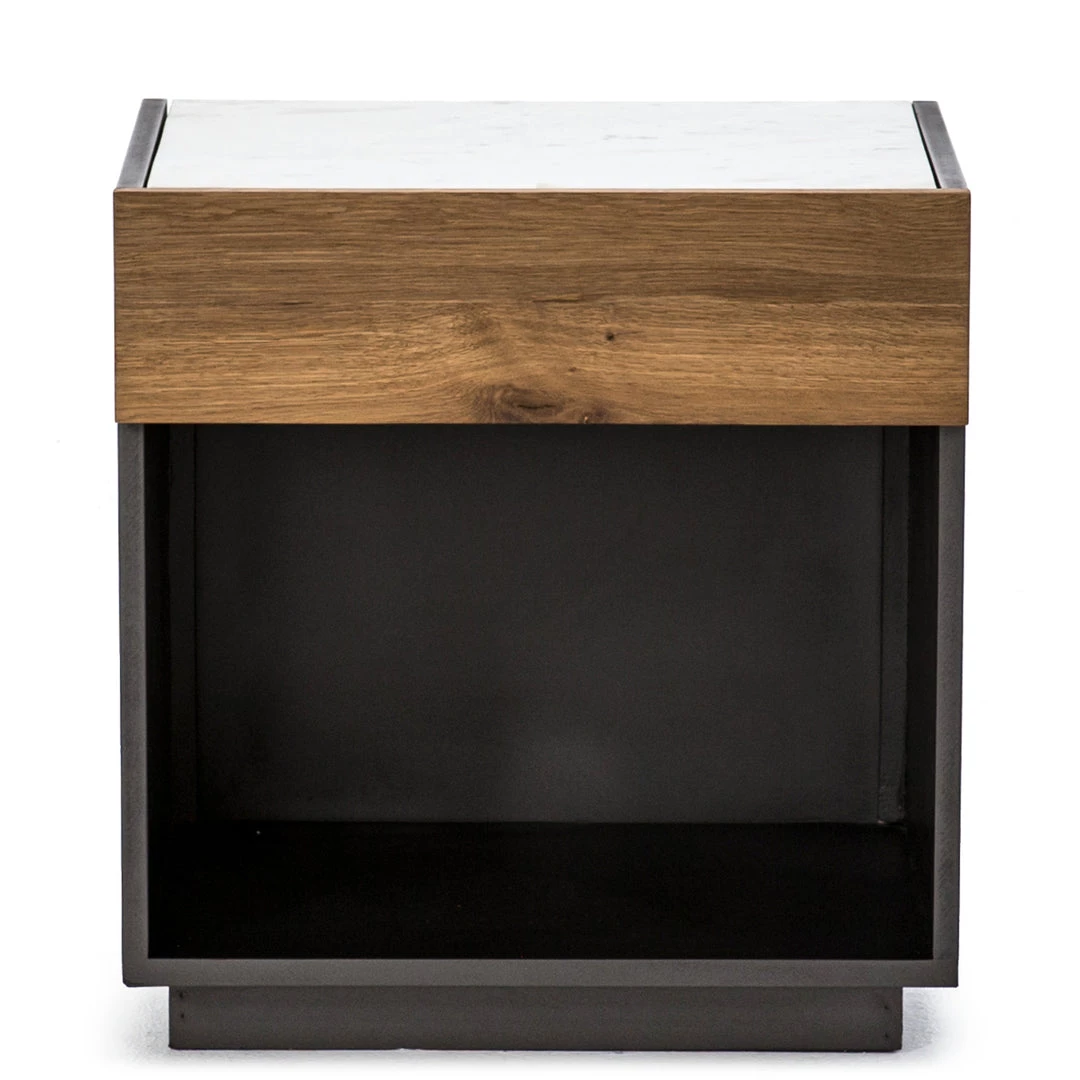 FOUR HANDS HOLLAND SMOKED OAK + MARBLE TOP NIGHTSTAND Furniture 1 FOUR HANDS HOLLAND SMOKED OAK + MARBLE TOP NIGHTSTAND Furniture