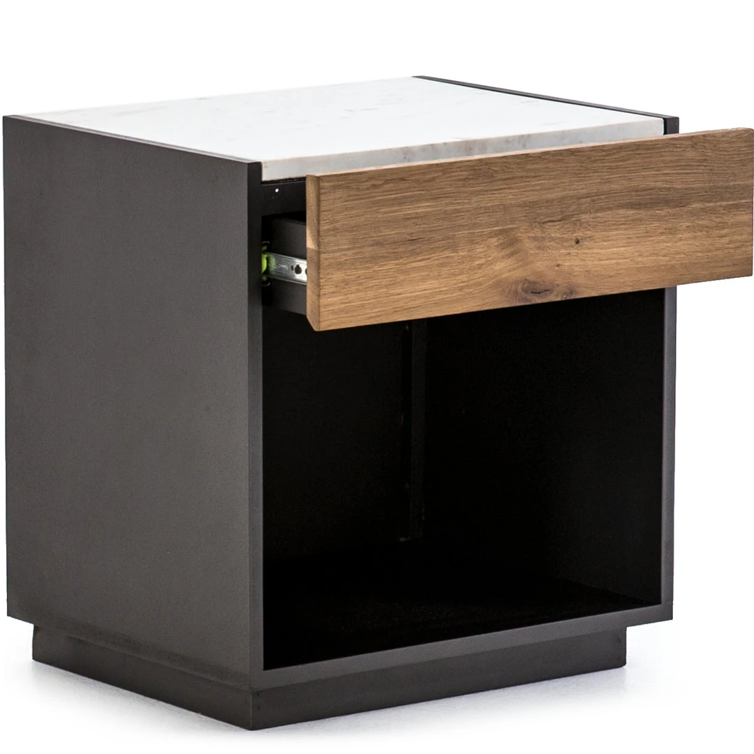 FOUR HANDS HOLLAND SMOKED OAK + MARBLE TOP NIGHTSTAND Furniture 2 FOUR HANDS HOLLAND SMOKED OAK + MARBLE TOP NIGHTSTAND Furniture