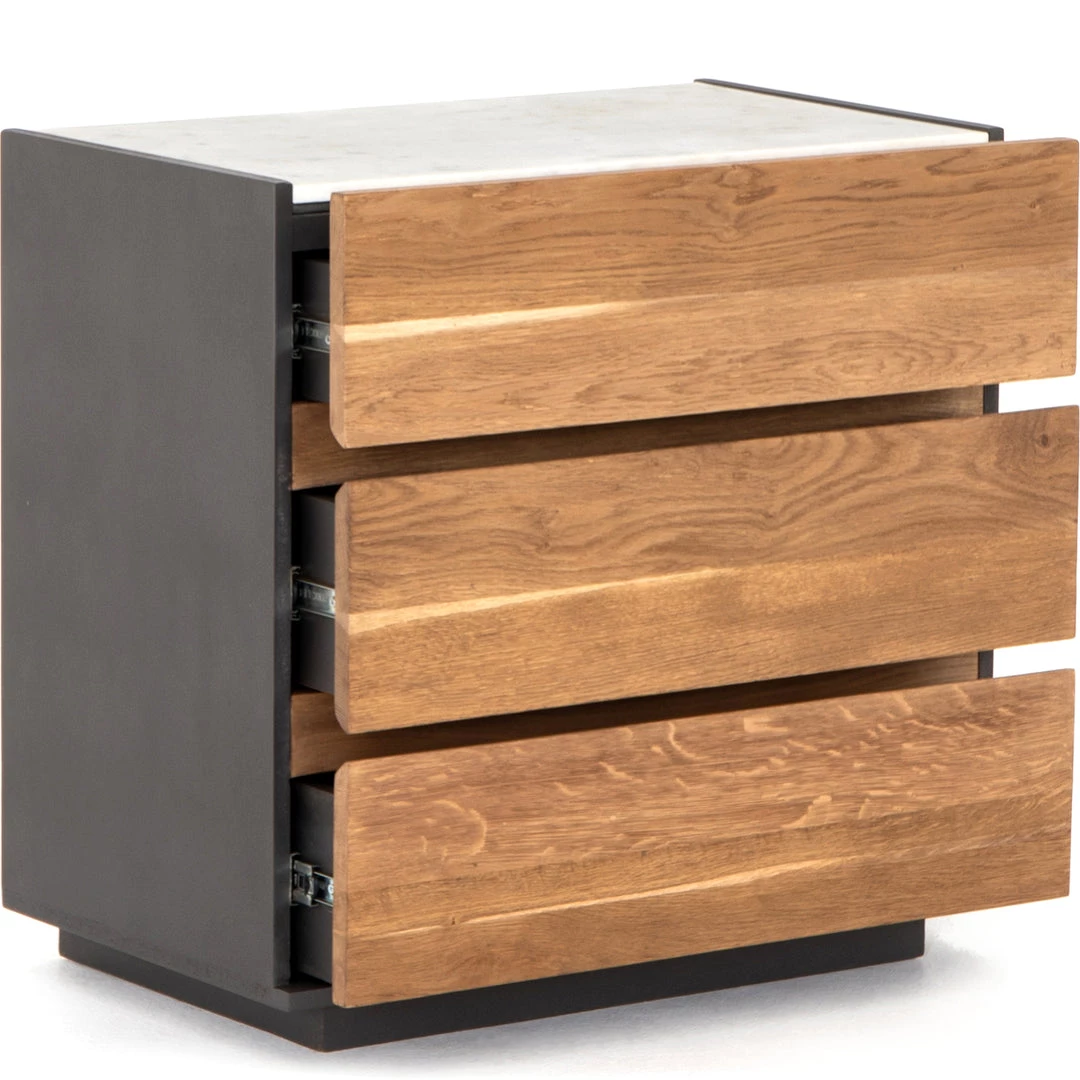 FOUR HANDS Furniture HOLLAND SMOKED OAK + MARBLE TOP NIGHT CHEST 2 FOUR HANDS Furniture HOLLAND SMOKED OAK + MARBLE TOP NIGHT CHEST
