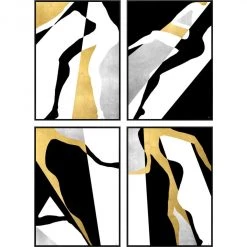 L ART Wall Art "HUMAN CONTOUR" CANVAS ART SERIES GILD GOLD & SILVER