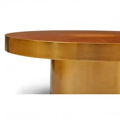 URBIA LARA BRASS & OAK BURL COFFEE TABLE