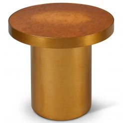 URBIA Furniture LARA BRASS & OAK BURL END TABLE