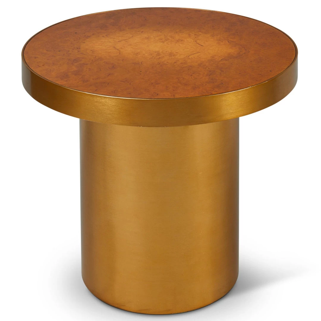 URBIA Furniture LARA BRASS & OAK BURL END TABLE 2 URBIA Furniture LARA BRASS & OAK BURL END TABLE