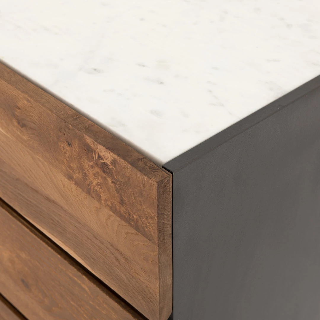 FOUR HANDS HOLLAND SMOKED OAK MARBLE TOP DRESSER 3 FOUR HANDS HOLLAND SMOKED OAK MARBLE TOP DRESSER