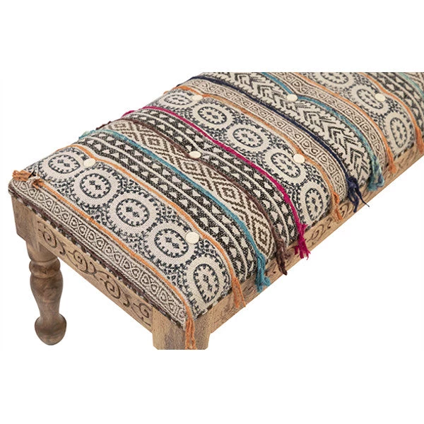 DOVETAIL Living Room INDO TRIBAL KILIM CARVED WOOD BENCH 3 DOVETAIL Living Room INDO TRIBAL KILIM CARVED WOOD BENCH