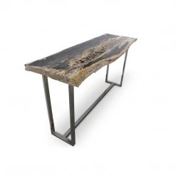 URBIA Furniture RAW EDGE PETRIFIED WOOD CONSOLE TABLE: DARK