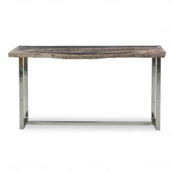 URBIA Furniture RAW EDGE PETRIFIED WOOD CONSOLE TABLE: DARK