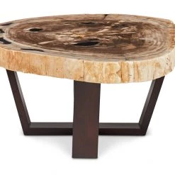 URBIA VALERIE PETRIFIED WOOD SLICE COFFEE TABLE: LIGHT Furniture