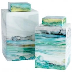 CYAN JADE WATER COLOR CONTAINERS Pillows + Decor