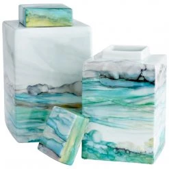 CYAN JADE WATER COLOR CONTAINERS Pillows + Decor