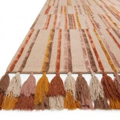 LOLOI JAMILA WOOL+VISCOSE TASSEL RUG: DESERT, MULTI