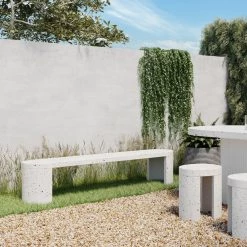 MOES DECO WHITE TERRAZZO OUTDOOR DINING BENCH