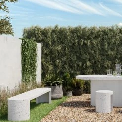 MOES DECO WHITE TERRAZZO OUTDOOR DINING BENCH