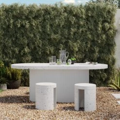 MOES DECO WHITE TERRAZZO OUTDOOR DINING TABLE