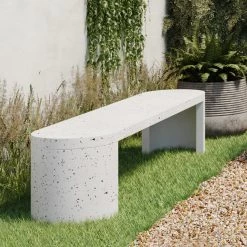 MOES DECO WHITE TERRAZZO OUTDOOR DINING BENCH