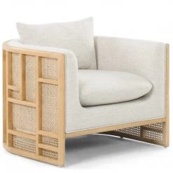 FOUR HANDS JUNE NATURAL OAK + CANE BARREL CHAIR