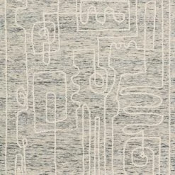 LOLOI LEELA 04 HOOKED WOOL RUG: DENIM, IVORY