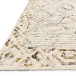 LOLOI LEELA 03 HOOKED WOOL RUG: IVORY, LAGOON
