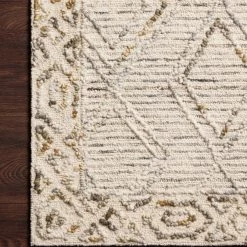 LOLOI LEELA 03 HOOKED WOOL RUG: IVORY, LAGOON