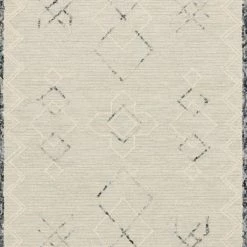 LOLOI LEELA 04 HOOKED WOOL RUG: OCEAN, WHITE