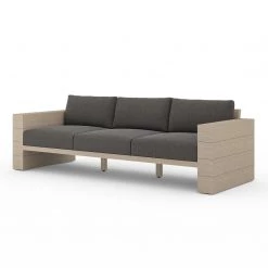 FOUR HANDS LEROY OUTDOOR SOFA: WASHED BROWN TEAK