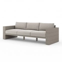 FOUR HANDS LEROY OUTDOOR SOFA: WEATHERED GREY TEAK