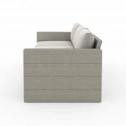 FOUR HANDS LEROY OUTDOOR SOFA: WEATHERED GREY TEAK
